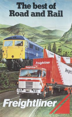 Poster BRB THE BEST OF ROAD AND RAIL showing a BR Class 87 on the Woodhead Line and a Freightliner