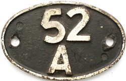 Shedplate 52A Gateshead 1950-1973. This is one of the later cast iron versions that were fitted to