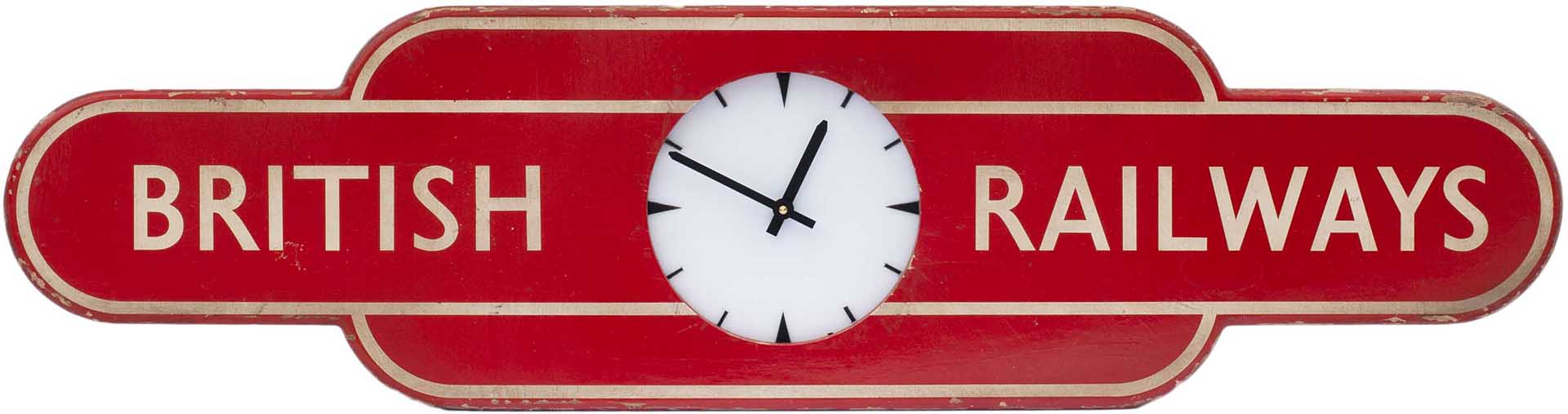 British Railways wooden totem sign Clock.