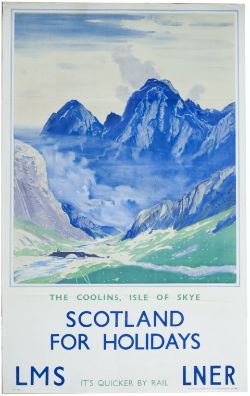 Poster LMS/LNER THE COOLINS, ISLE OF SKYE, SCOTLAND FOR HOLIDAYS by C. A. Hunt. Double Royal 25in