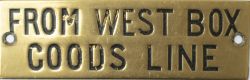 GWR hand engraved brass shelf plate FROM WEST BOX GOODS LINE. In very good condition with original