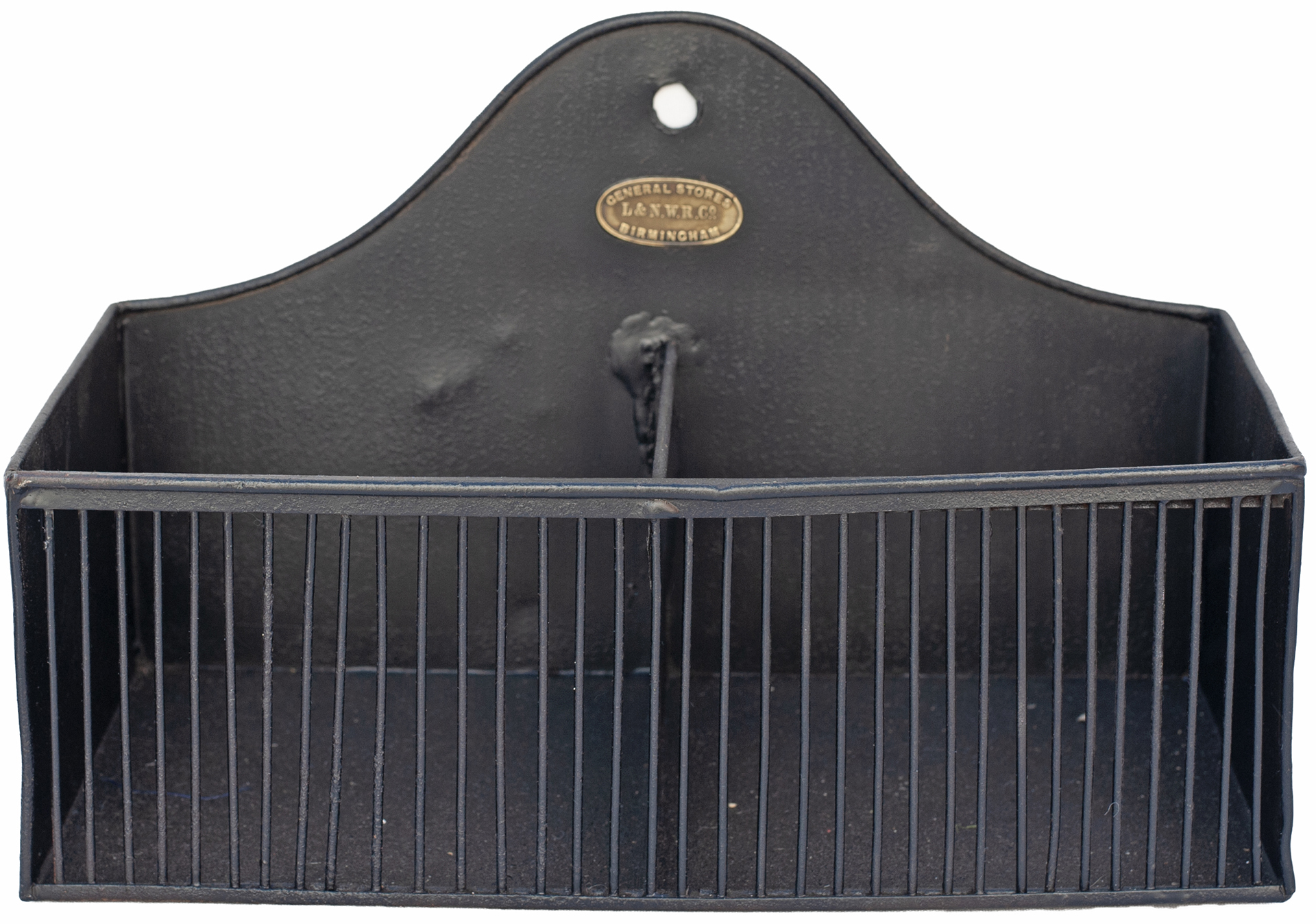London & North Western Railway tinplate letter rack, brass plated GENERAL STORES L&NWR Co