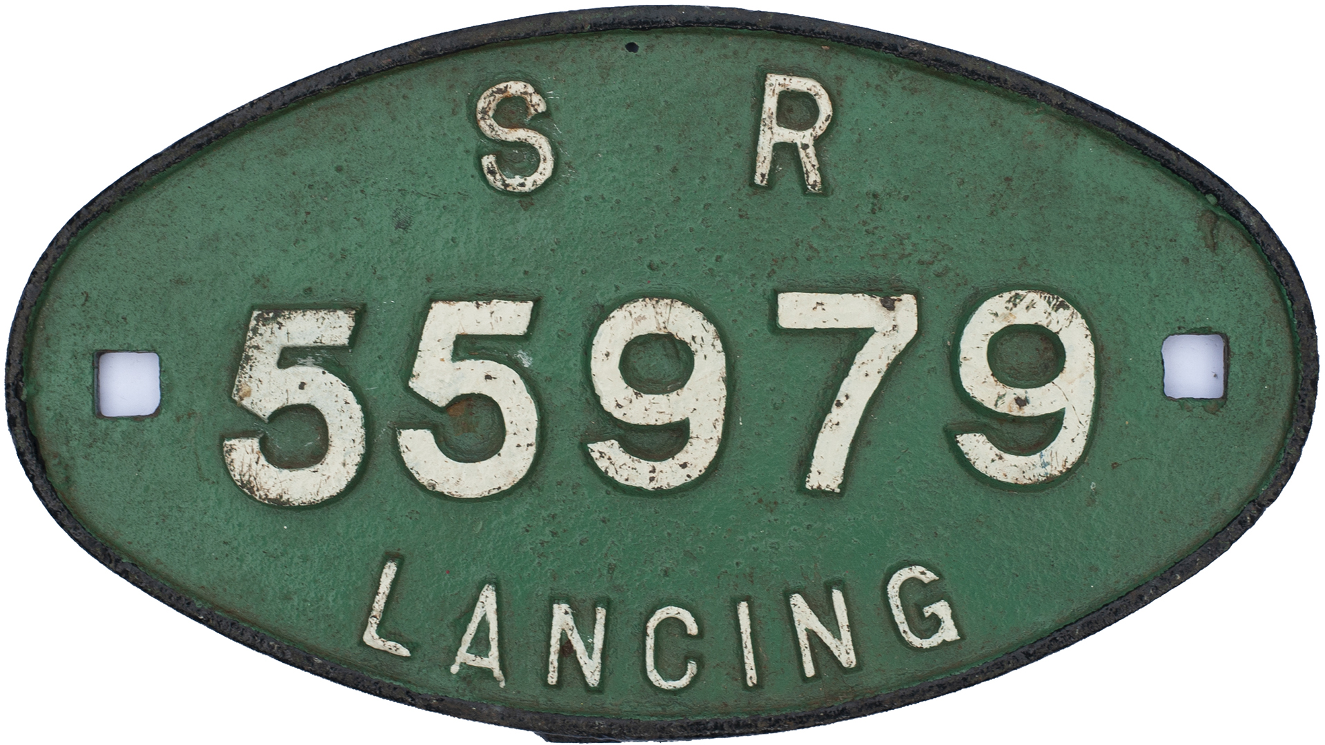 Wagonplate SR LANCING 55979. Oval cast iron measures 13.25in x 7.5in and has been restored. Ex