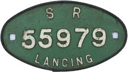 Wagonplate SR LANCING 55979. Oval cast iron measures 13.25in x 7.5in and has been restored. Ex