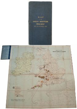 Great Western Railway MAP OF THE SYSTEM mounted on linen and folds into a book cover gilt embossed