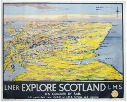 Poster LNER LMS EXPLORE SCOTLAND by Montague Black. Quad Royal 50in x 40in. In good condition with