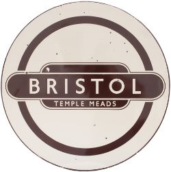 BR enamel Totem Roundel FF BRISTOL TEMPLE MEADS from the former Great Western railway mainline