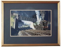 Original painting BR RIDDLES BRITTANIA 4-6-2 70028 ROYAL STAR hauling The Red Dragon Express at