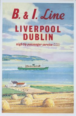 Poster B&I LINE LIVERPOOL DUBLIN by DS. Double Royal 25in x 40in. In excellent condition