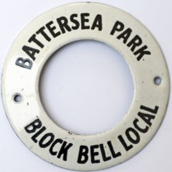 Southern Railway enamel signal box Bell Plunger ring BATTERSEA PARK BLOCK BELL LOCAL. Measures 3in