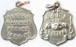 Amalgamated Society Railway Servant A.S.R.S. Scottish Railway Strike 1890-91 silver medallion issued