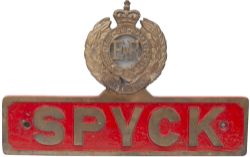 Nameplate SPYCK ex Hunslet WD 0-6-0 ST built in 1943 as works number 2889. Numbered WD 75040 and