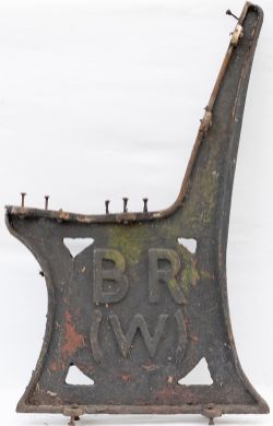 British Railways Western Region cast iron seat ends, a pair. Both have BR(W) cast into each end