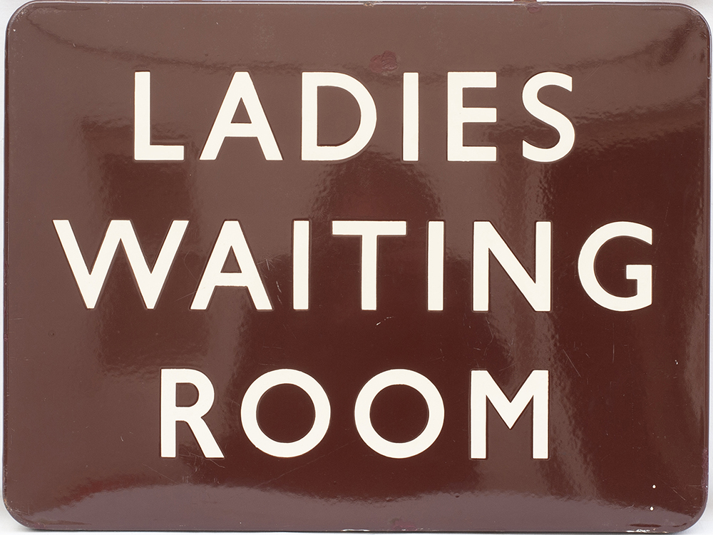 BR(W) FF enamel station sign LADIES WAITING ROOM. In excellent condition with one small chip repair,