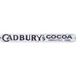 Advertising enamel sign CADBURY'S COCOA ABSOLUTELY PURE. In very good condition with a couple of