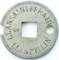 Tyers No6 aluminium single line tablet LLANSAINTFFRAID - LLANFYLLIN. From the former Cambrian