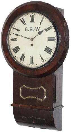 Taff Vale Railway 12 inch mahogany cased drop dial trunk clock. The original dial is lettered BR-W