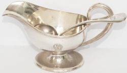GWR silverplate GRAVY/SAUCE BOAT together with a LADLE. Both marked with GWR HOTELS roundel and