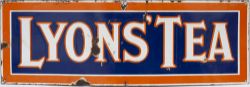 Advertising enamel sign LYONS' TEA. In good condition with minor chipping and small amount of edge