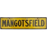 LMS enamel station lamp tablet MANGOTSFIELD from the former Midland Railway station just north of