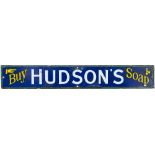 Advertising enamel sign BUY HUDSON'S SOAP with pointing finger. In very good condition with some