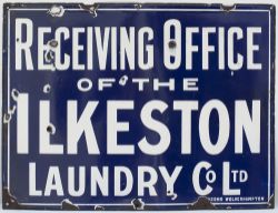 Advertising enamel sign RECEIVING OFFICE OF THE ILKESTON LAUNDRY CO LTD. In very good condition with