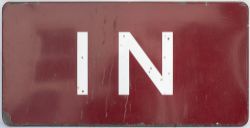 BR(M) FF enamel railway sign IN. In good condition with minor chipping and might benefit from a