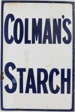 Advertising enamel sign COLMAN'S STARCH. In good condition with some chipping, measures 36in x