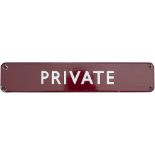 BR(M) FF enamel doorplate PRIVATE. In very good condition with some small chipping around the