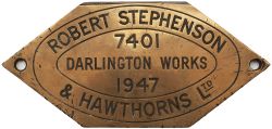 Worksplate ROBERT STEPHENSON & HAWTHORNS LTD DARLINGTON WORKS 7401 1947 ex Ceylon Railways Class