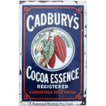 Advertising enamel sign CADBURY'S COCOA ESSENCE REGISTERED GUARANTEED PURE COCOA. In very good