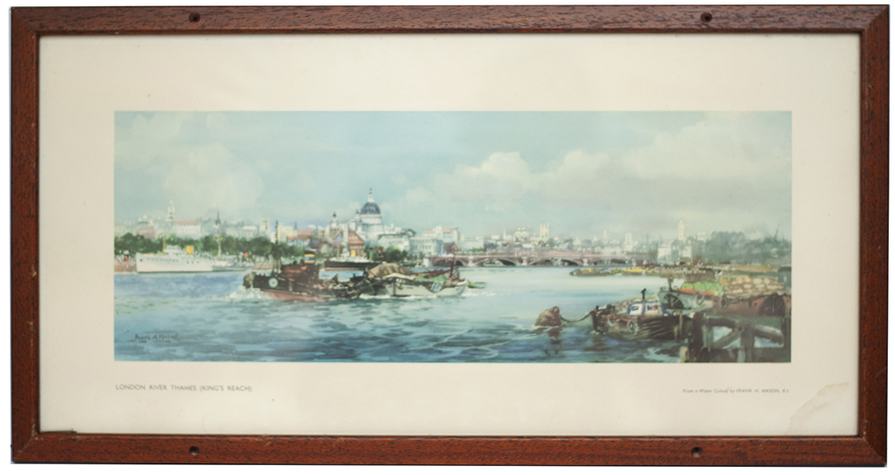 Carriage Print LONDON RIVER THAMES (KING'S REACH) by Frank H Mason R.I. From the LNER Post-War