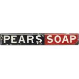 Advertising enamel sign PEARS SOAP. In good condition with some edge chipping. Measures 18.5in x 2.