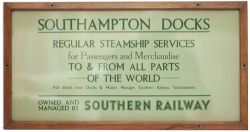 Carriage Print SOUTHAMPTON DOCKS REGULAR STEAMSHIP SERVICES OWNED AND MANAGED BY SOUTHERN RAILWAY.