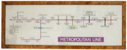 METROPOLITAN LINE Railway Carriage Panel Line Diagram issued in 1949 showing the route from