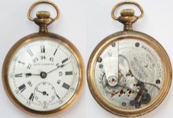 Great Northern Railway (Canada) brass cased Pocket Watch with a top wound top set 19 Jewel movement,