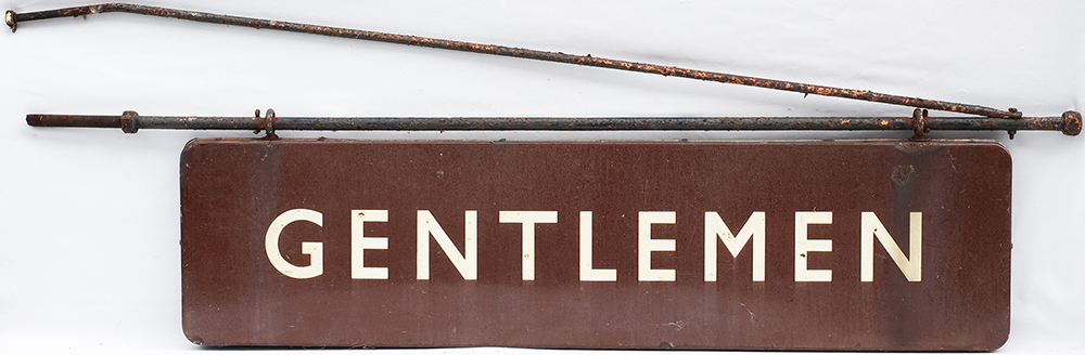 BR(W) FF enamel station sign GENTLEMEN. Double sided and complete with original hanging hooks and - Image 2 of 2