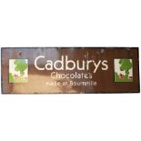 Enamel advertising sign CADBURYS CHOCOLATES MADE AT BOURNVILLE. In very good condition with some