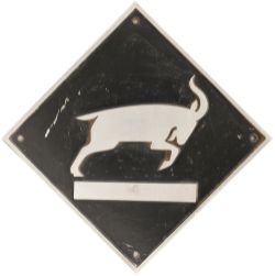 British Railways cast aluminium depot plaque for Cardiff Canton depicting the Goat. Square cast