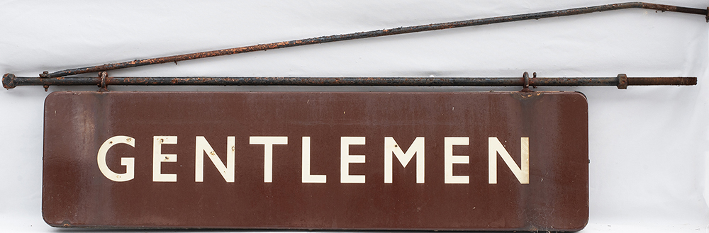 BR(W) FF enamel station sign GENTLEMEN. Double sided and complete with original hanging hooks and