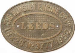 Worksplate THE HUNSLET ENGINE CO LTD LEEDS 18X26 No3777 1952 ex 0-6-0 ST supplied new to The