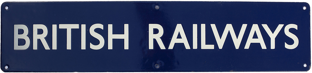 BR(E) enamel poster board heading BRITISH RAILWAYS. In excellent condition, one of the best examples