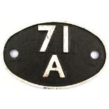 Shedplate 71A Eastleigh 1950-1963 with sub sheds of Andover Junction, Fratton, Lymington, Winchester