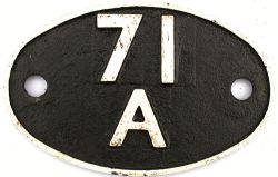 Shedplate 71A Eastleigh 1950-1963 with sub sheds of Andover Junction, Fratton, Lymington, Winchester