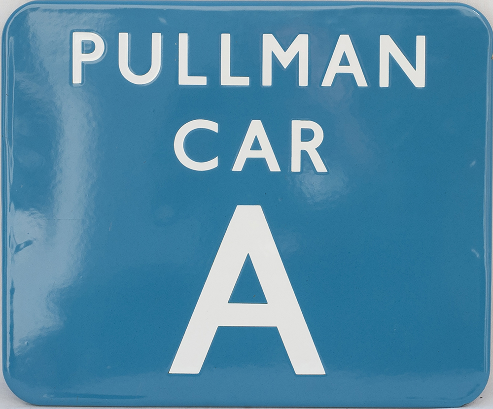 BR(W) FF enamel railway sign PULLMAN CAR A. In excellent condition measures 14.5in x 12in. As used