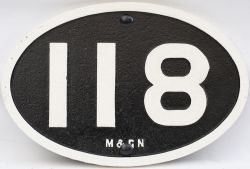 Midland & Great Northern Joint Railway cast iron Bridgeplate M&GN 118 from a bridge between