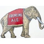 Advertising enamel sign FREMLINS ALES in the form of an elephant. In very good condition with