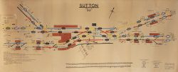 BR(S) signal box diagram SUTTON SU, full colour dated 24 Nov 1972. Shows the lines to Epsom Downs,