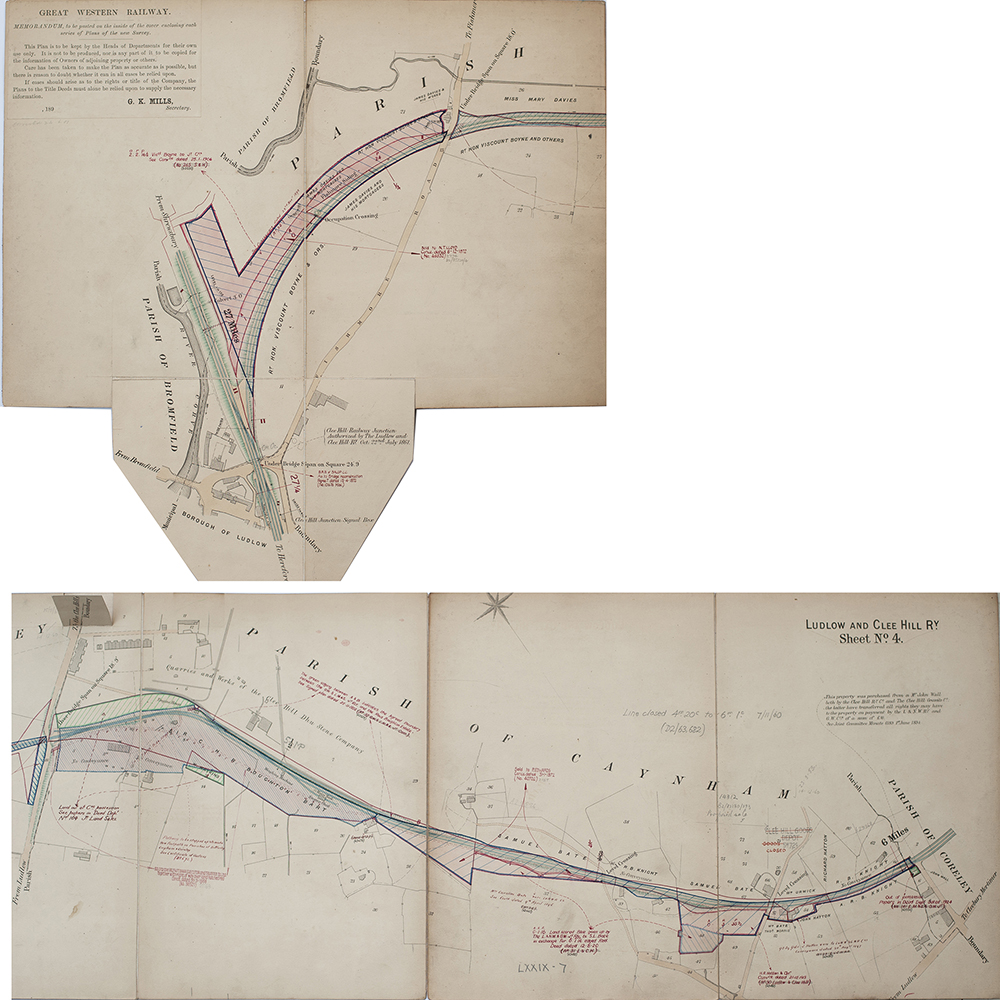 GWR & LNW Joint Line Plans for THE LUDLOW & CLEE HILL RAILWAY SURVEYED 1894. Full colour with - Image 2 of 2