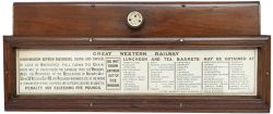 GWR mahogany framed and glazed carriage panel advertising LUNCHEON AND TEA BASKETS in gold print